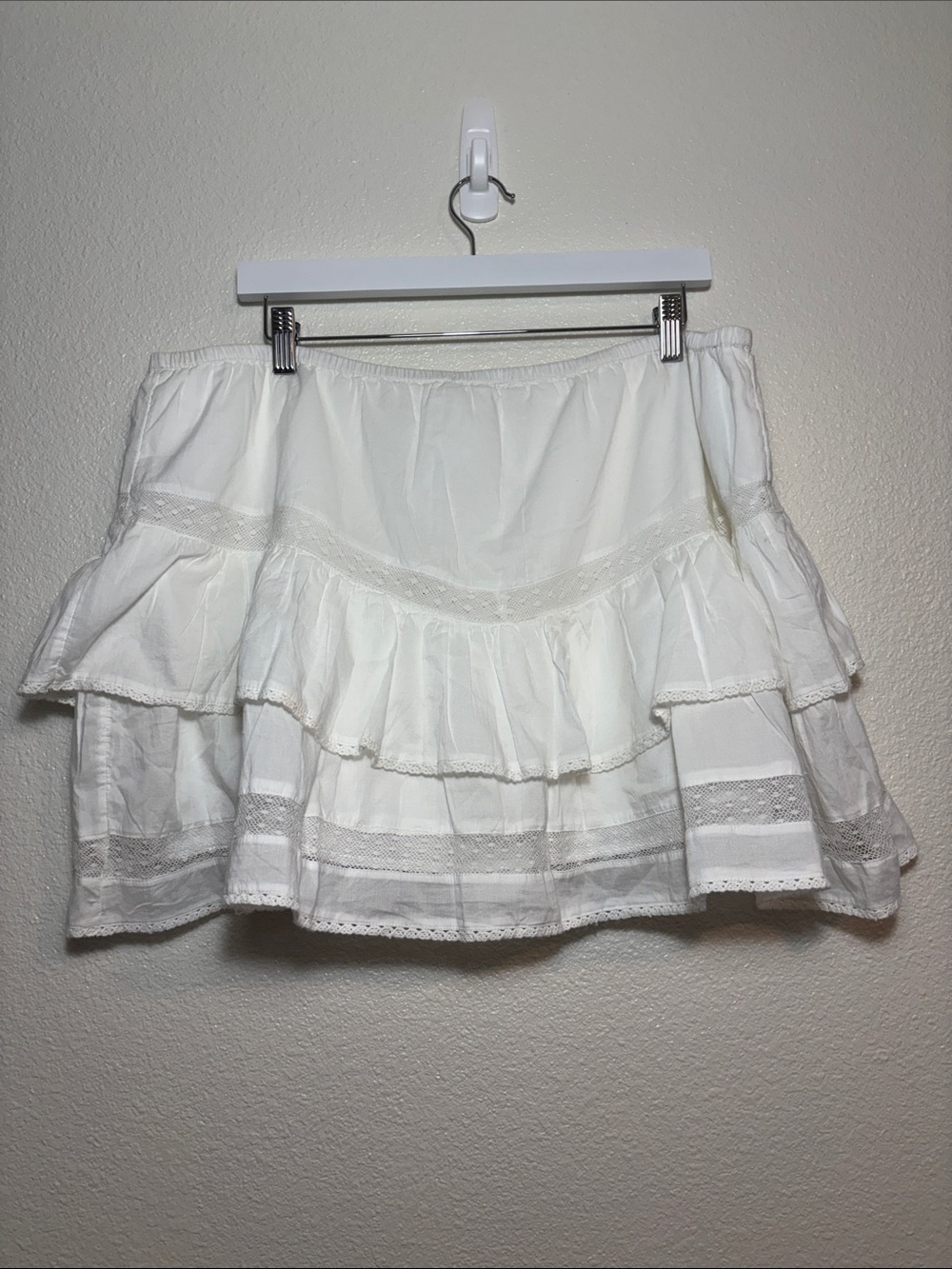 NWT* Abercrombie & Fitch 100% Cotton White Lace Trimmed Tiered Skort Size XL - Picture 3 of 6